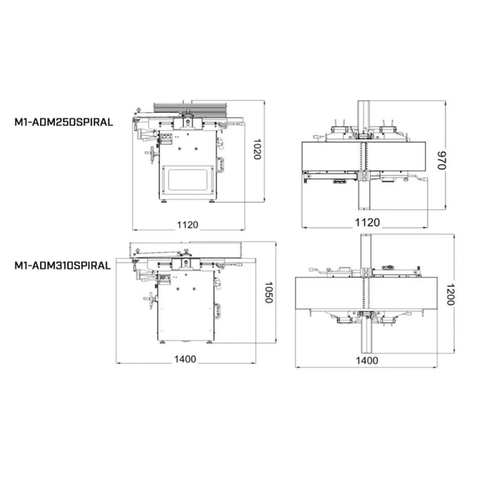 Hobelmaschine ADM250 Spiralwelle Maker 250mm, 400V