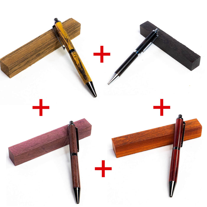 Pen-Blank 4er Set | Amaranth, Bocote, Afrik. Schwarzholz & Rotes Sandelholz